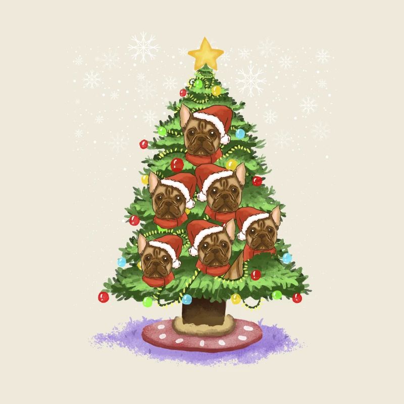 Bouledogue Français Arbre de Noël Chien Père Noël