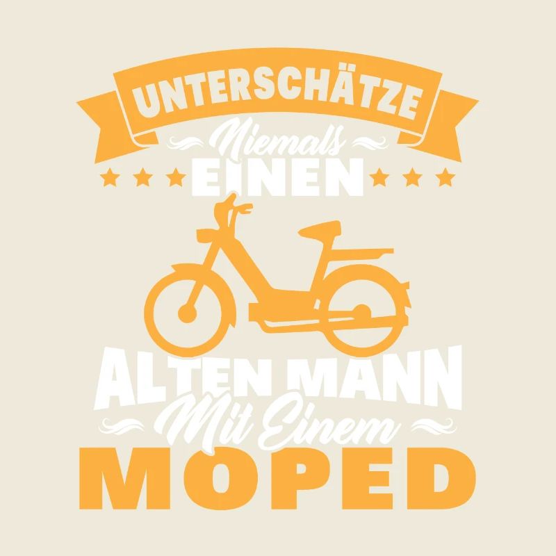 Alten mann mit einem Moped