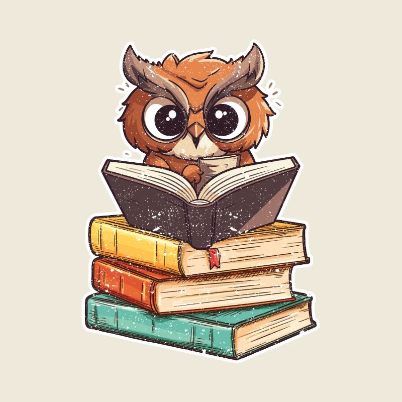 Funny Reading Owl Bookworm Book Lover