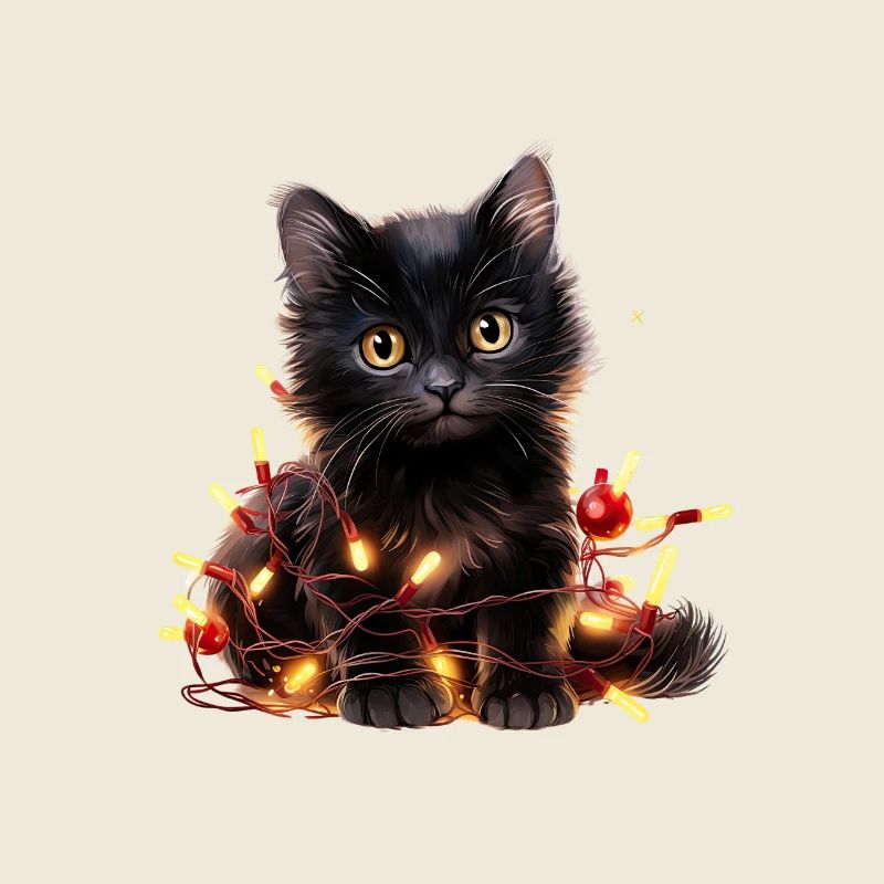 Christmas Lights Katze Weihnachten
