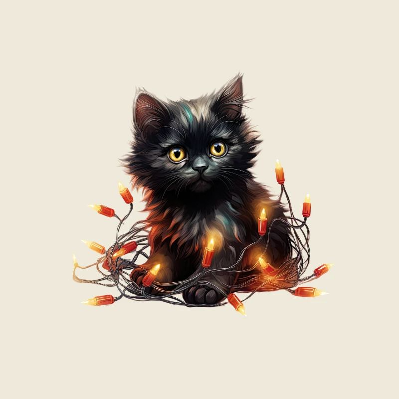 Christmas Lights Katze Weihnachten