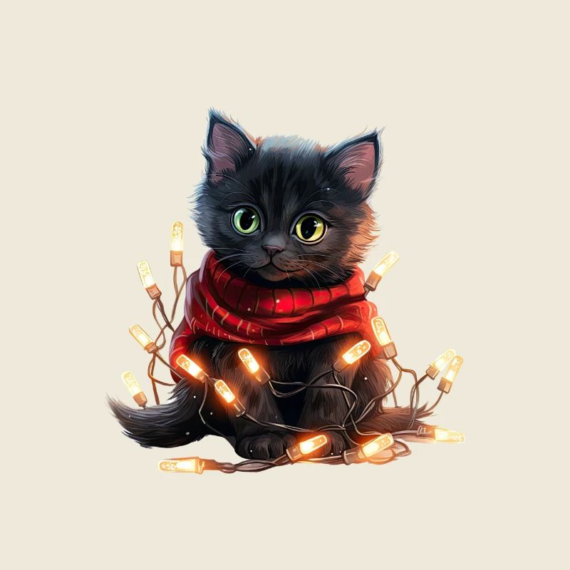 Christmas Lights Katze Weihnachten