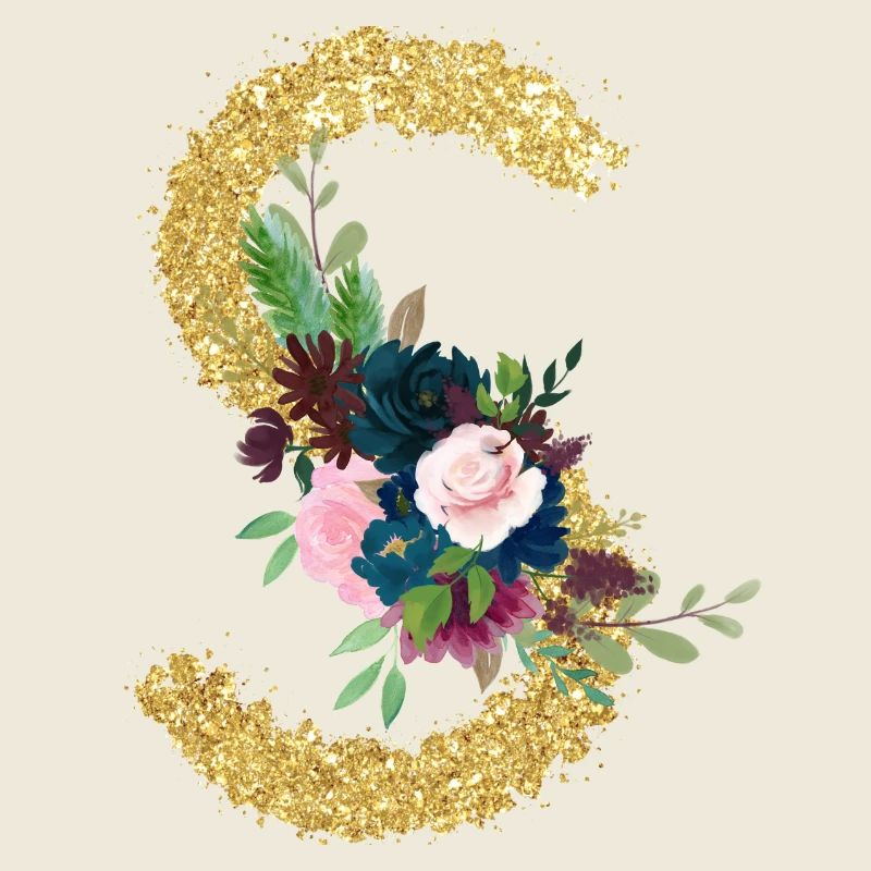Letters s gold floral