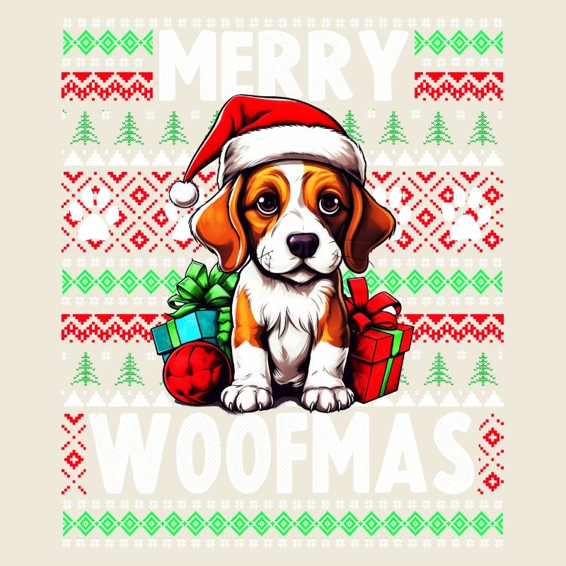 Drôle de conception de Noël de chien Beagle - Merry Woofmas