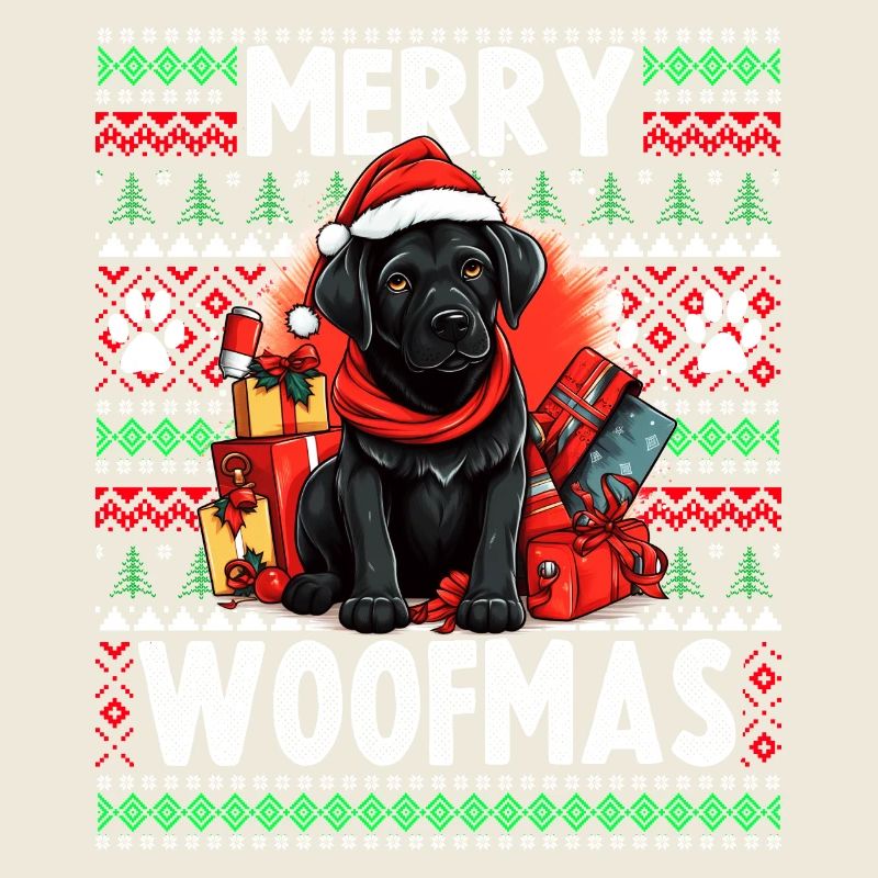 Pull de Noël moche Chien Labrador Noir - Chien Ch