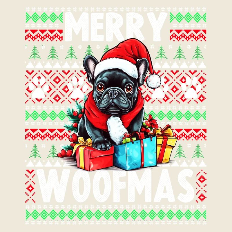 Pull de Noël moche Chien bouledogue Français - Chien Ch