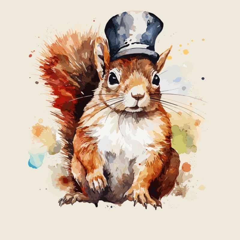 Aquarell Eichhörnchen Eisenbahner