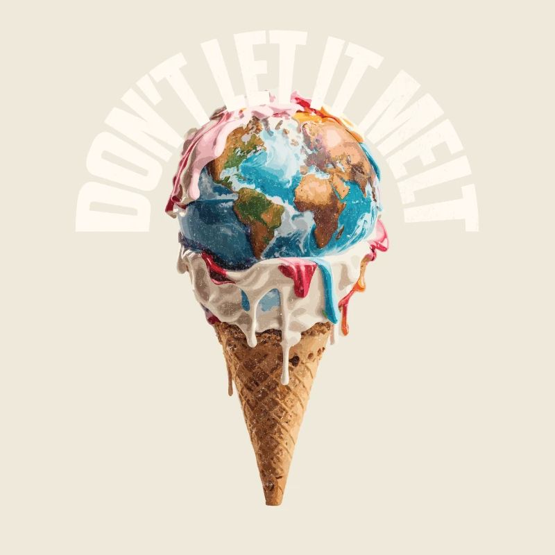 Melting earth in the ice cream cone Don't let it melt