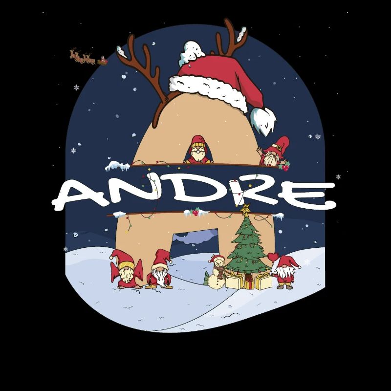 Génial Andre Nom w Santa Hat dans le thème de Noël