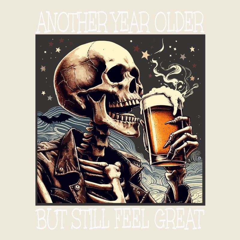 Birthday Beer Drinking Skeleton