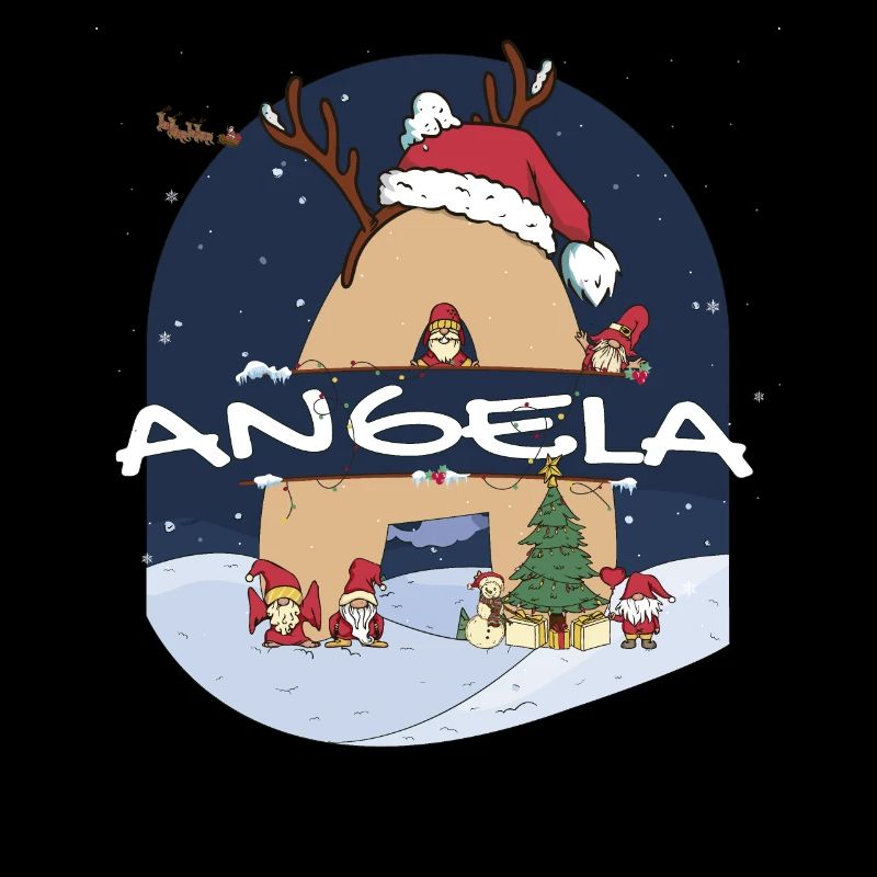 Génial nom Angela w Santa Hat dans le thème de Noël