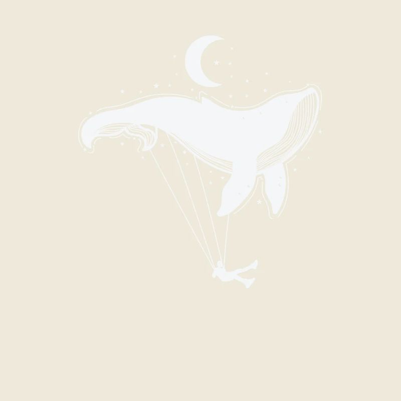 Blue whale as a swing in front of the crescent moon