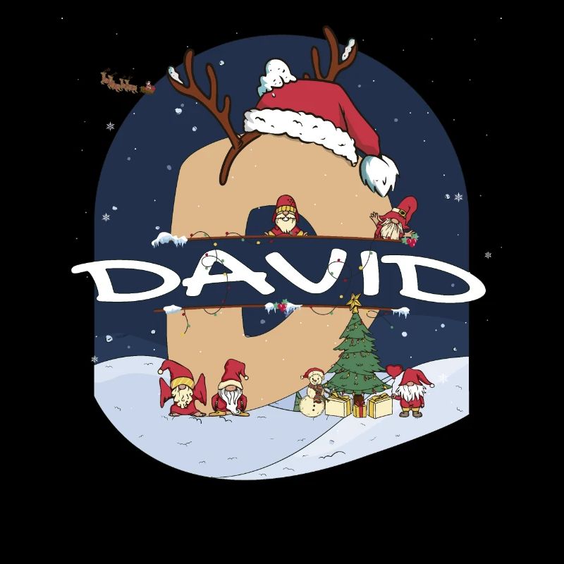 Génial David Name w Santa Hat dans le thème de Noël