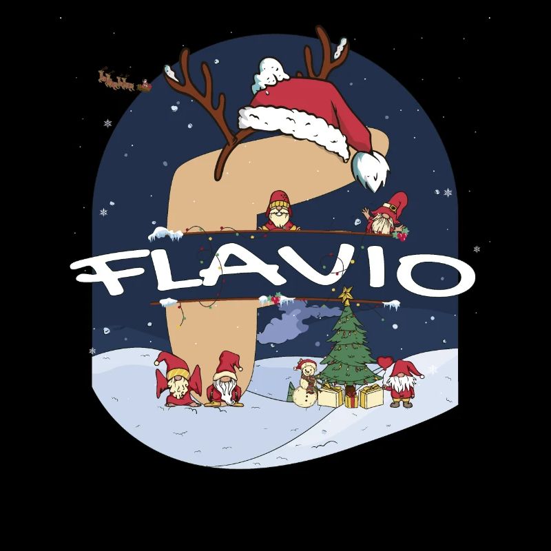 Génial Flavio Nom w Santa Hat dans le thème de Noël