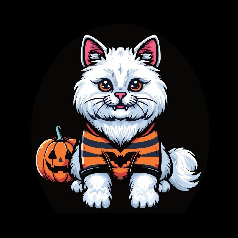 Halloween weiße Katze im Kapuzenpullover