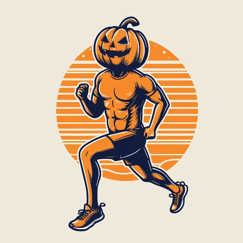 Halloween runner with a pumpkin head