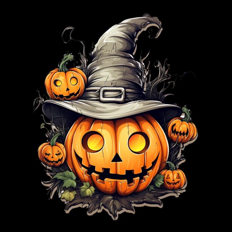 Kürbiskopf mit Hexenhut, Halloween