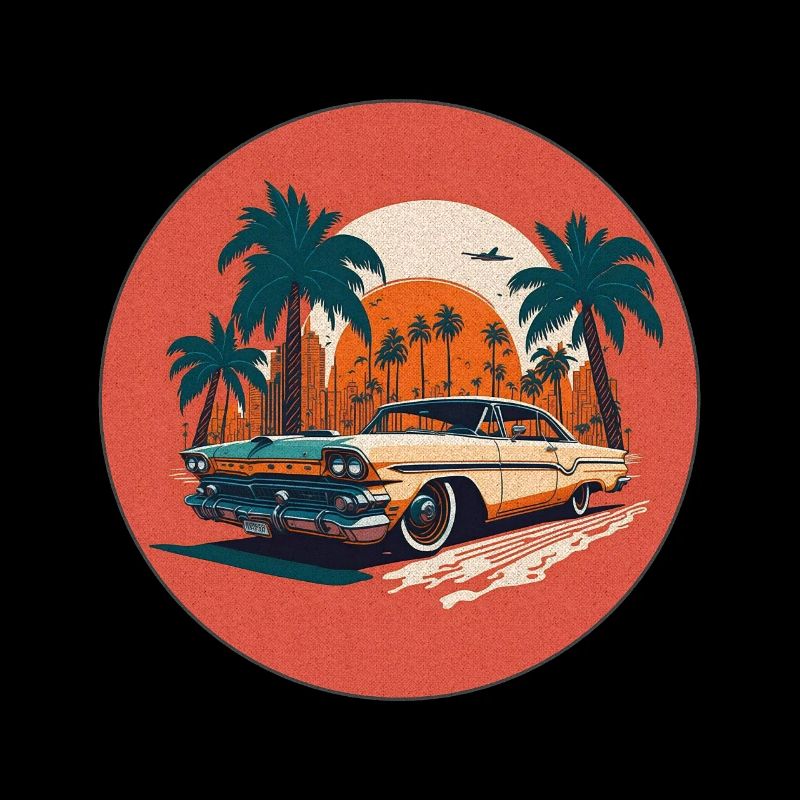 Voiture rétro et coucher de soleil à Miami