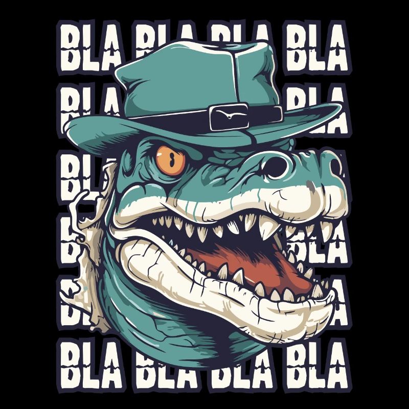 You talk too much, blah blah alligator with hat