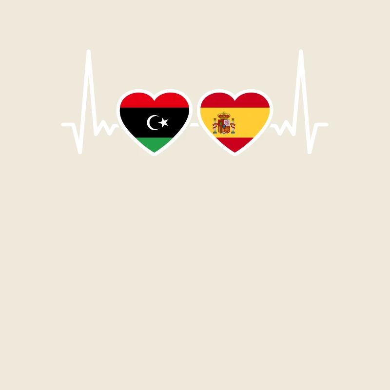 Libya Spain Heartbeat Flag Spanish Libyan