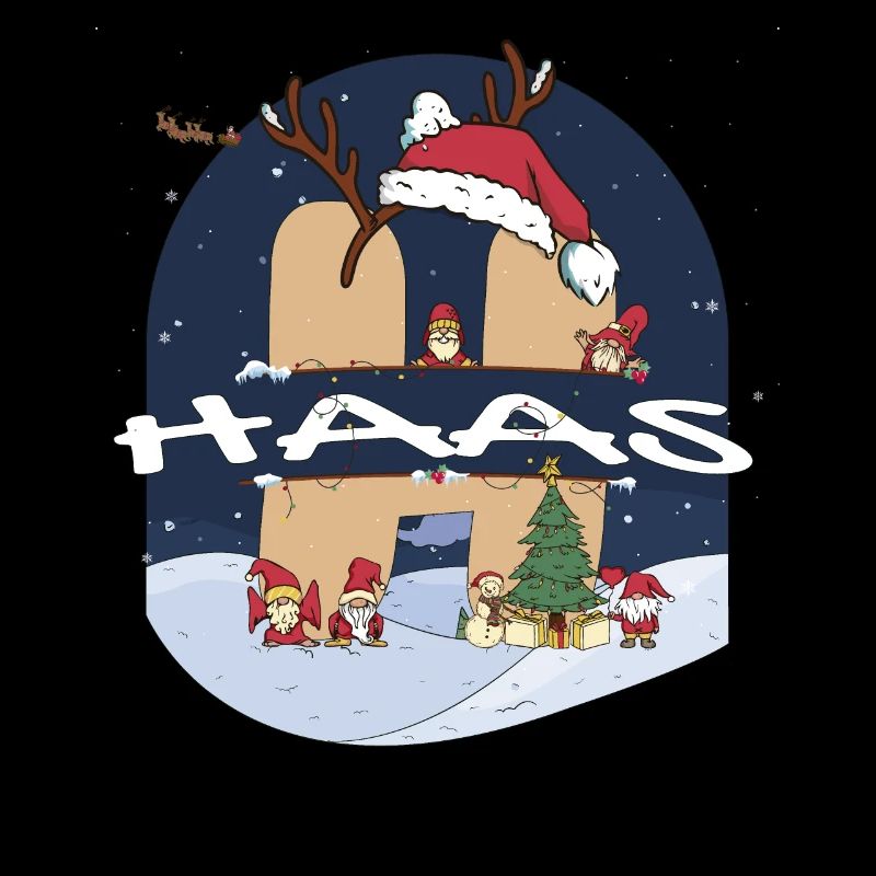 Impressionnant nom Haas w chapeau de père Noël dans le thème de Noël
