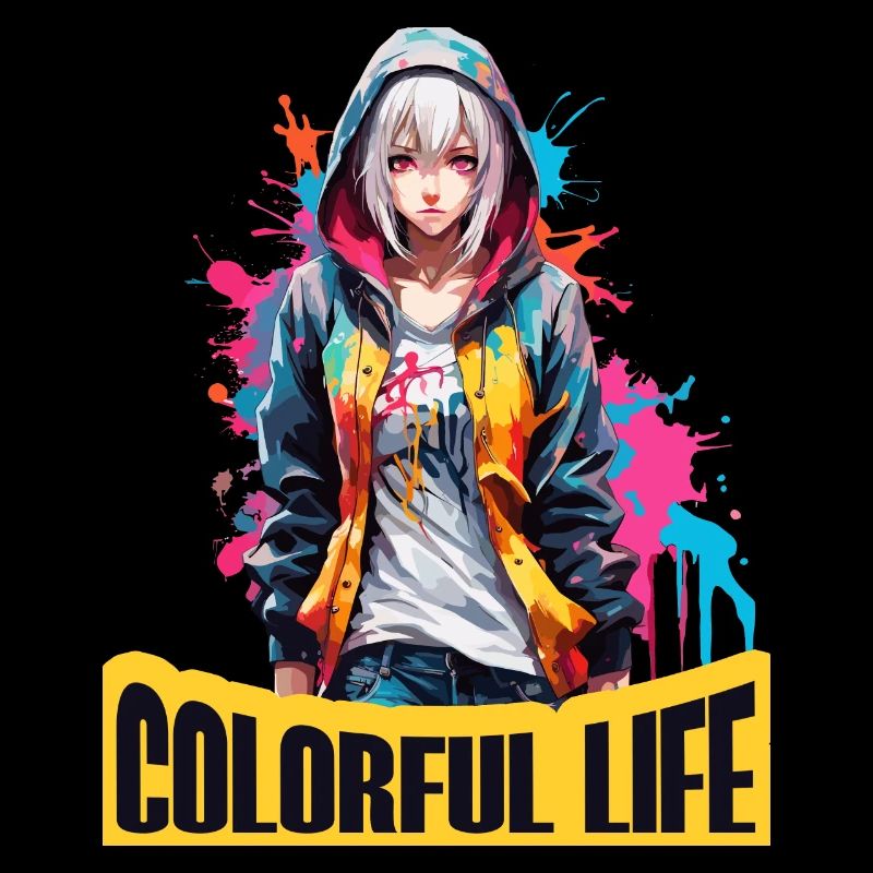 Anime Mädchen mit Farbflecken