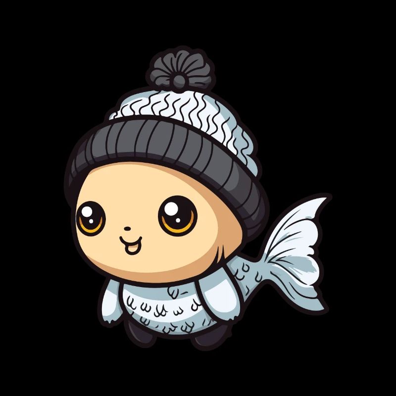 Fisch Winter Comic Niedlich