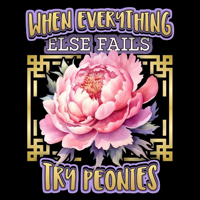 Peony Botanical Illustration, Peony Saying