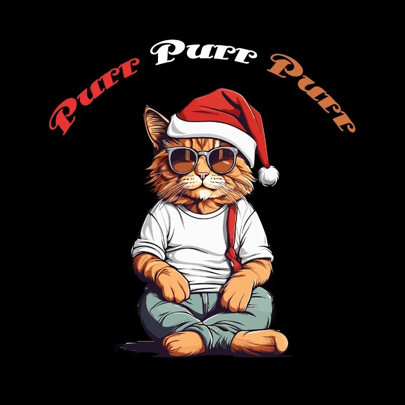 Cat with Santa hat purring