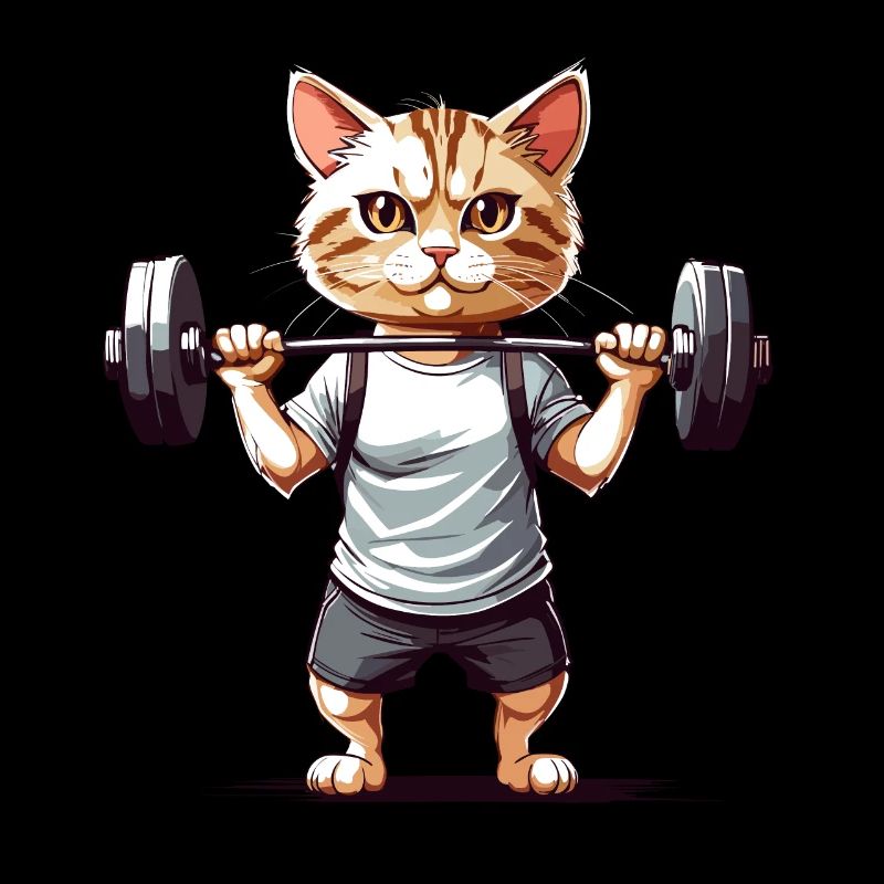 Conception d’humour de gymnase de chat musclé