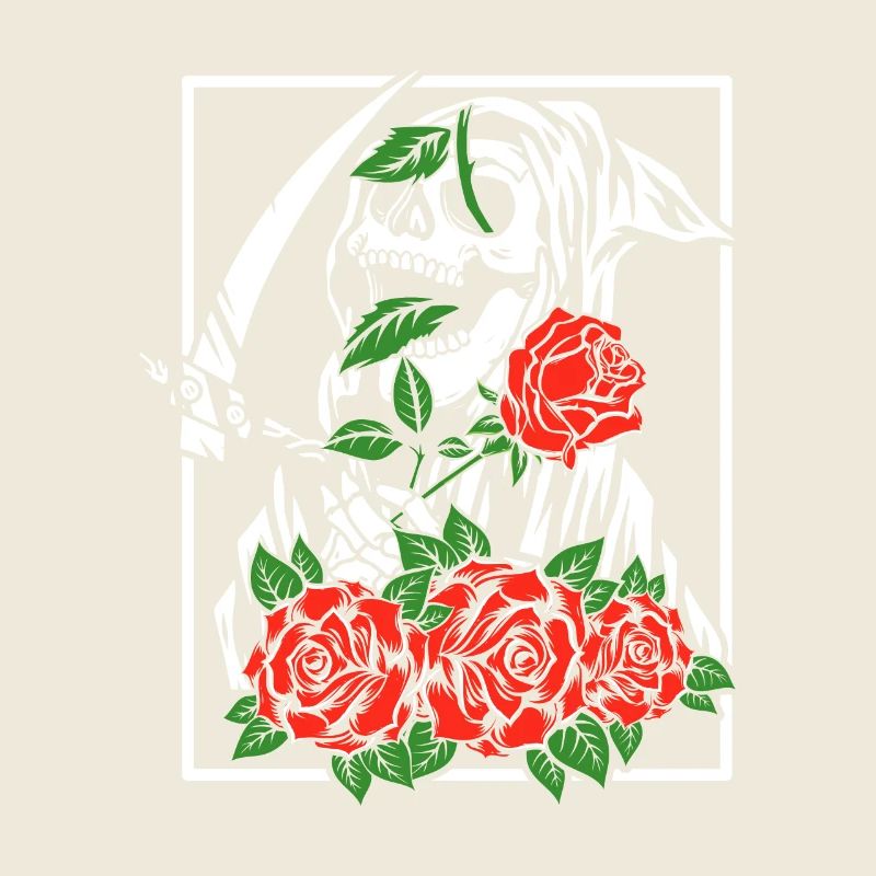 Reaper with roses | skull flowers