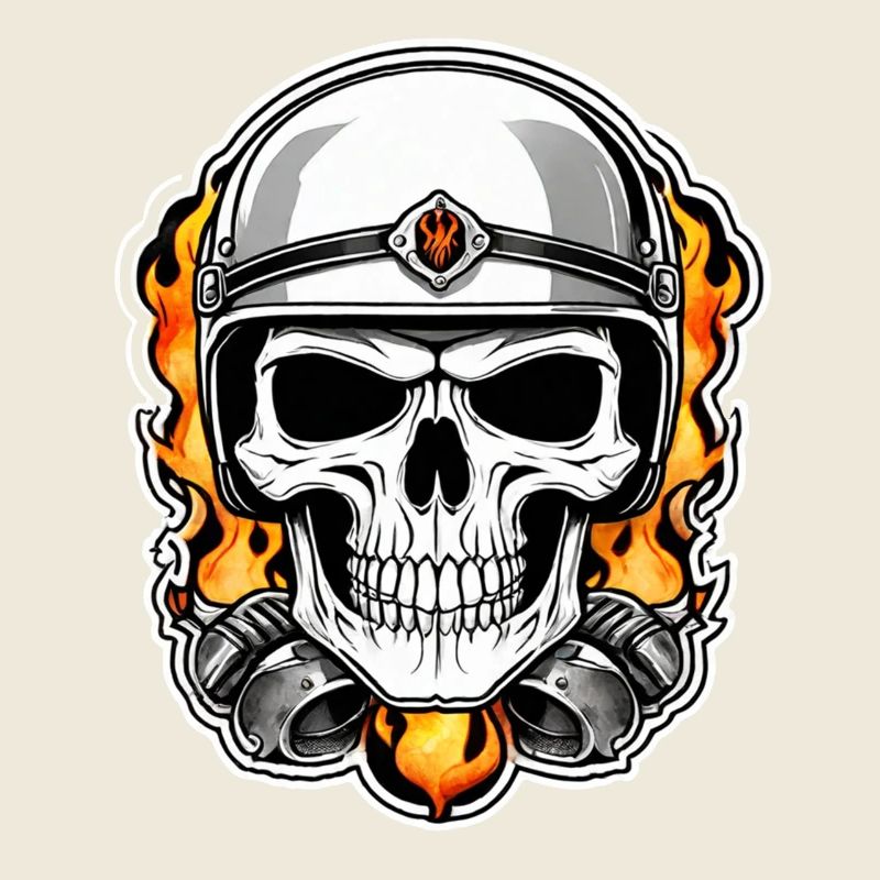 crane - squelette - tete de mort - casque de moto