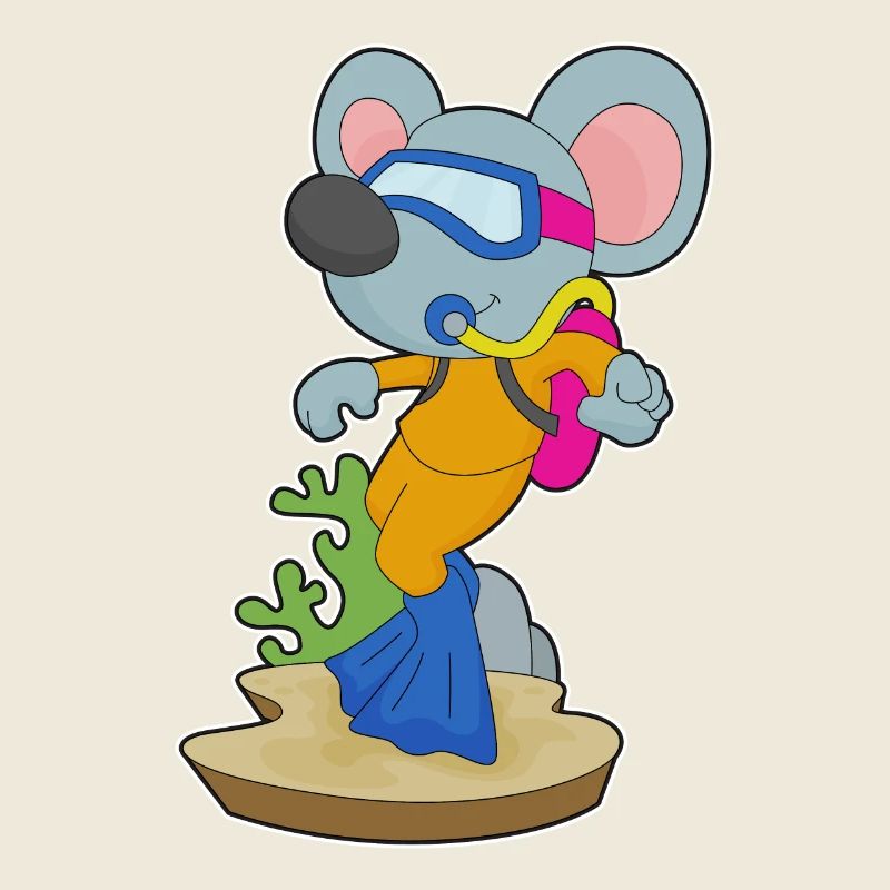 Souris Plongeur Bouteille d’oxygène Plongée