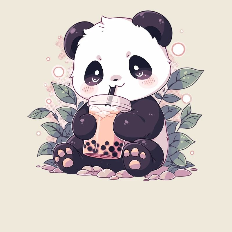 Kawaii Panda boit Boba Bubble Tea Chibi