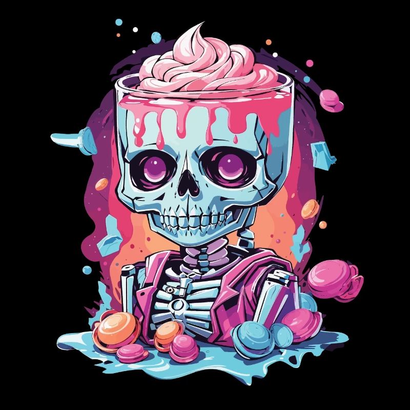 Gothic Pastel Schädel mit Süßigkeiten Design