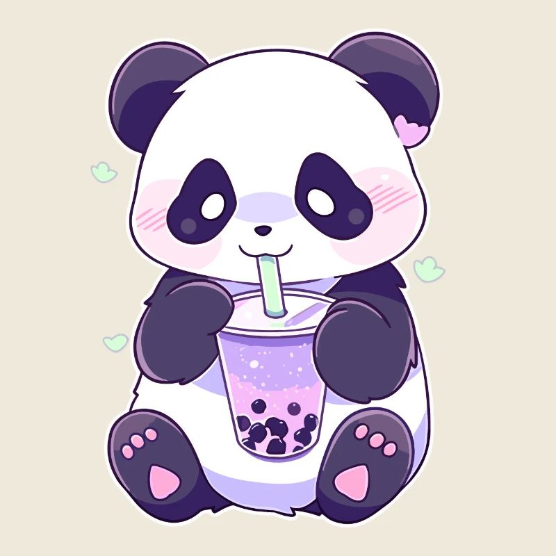 Kawaii Panda boit Boba Bubble Tea Chibi