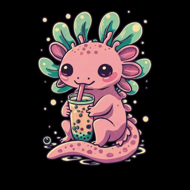 Boba Tee Bubble Tea Milchtee Anime Axolotl