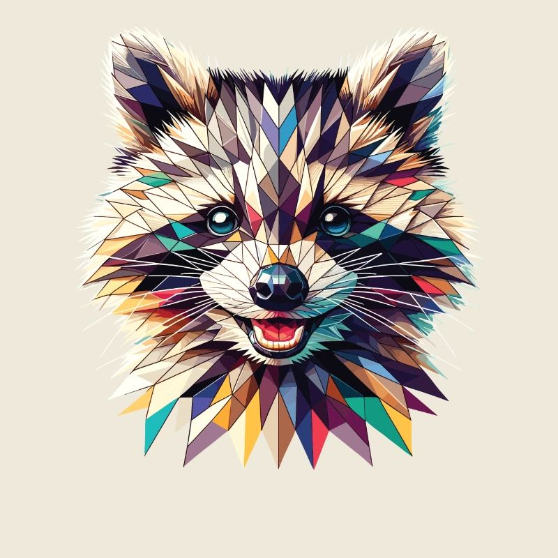Polygon Waschbär Kunstwerk
