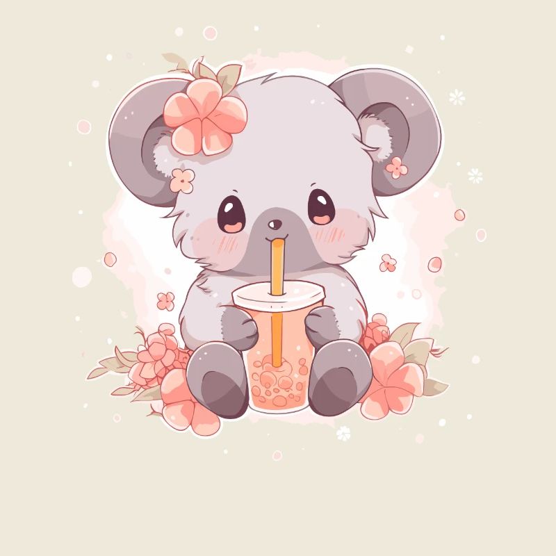 Kawaii Koala trinkt Boba Bubble Tea Chibi