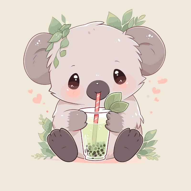 Kawaii Koala Boissons Boba Bubble Tea Chibi