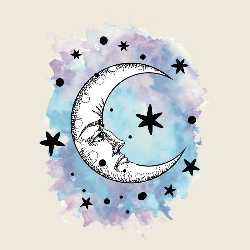 Lune étoiles aquarelle aquarelle espace extra-atmosphérique