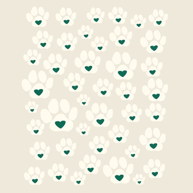 Small Many Dogs Paws with Hearts