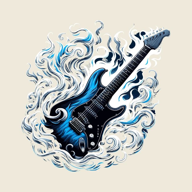 Guitare électrique avec flammes