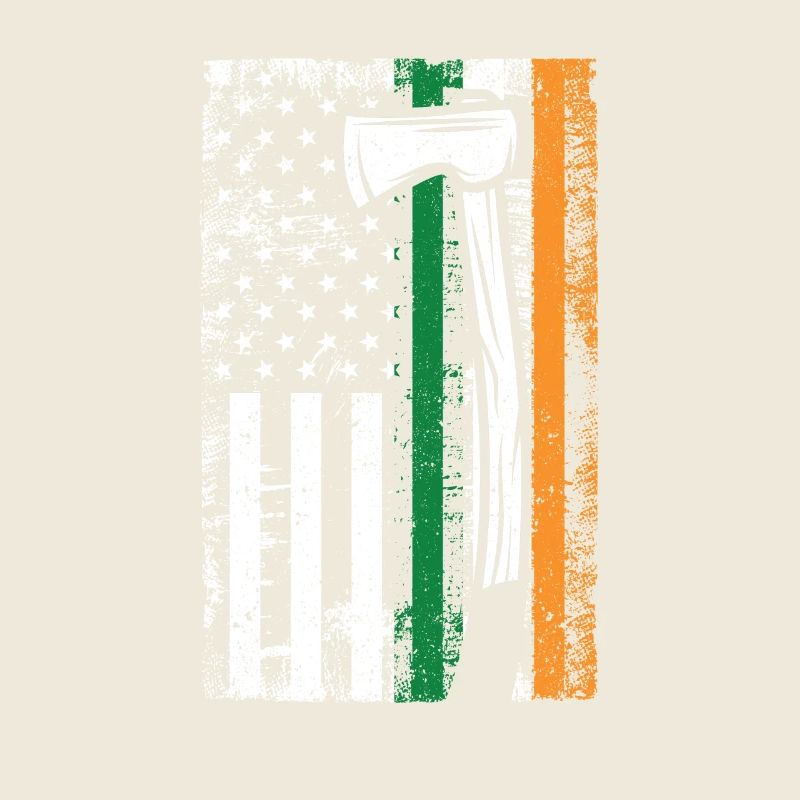 Irish American US Flag Firefighter Axe Fire