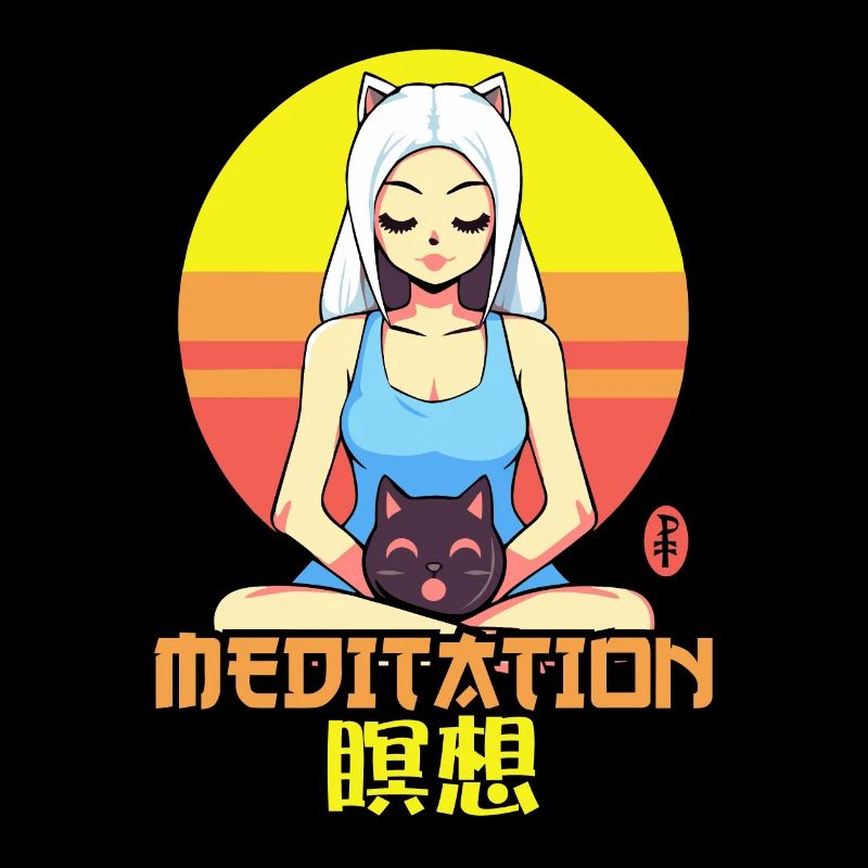 Katzen Mädchen und eine schnurrende Katze in Medit