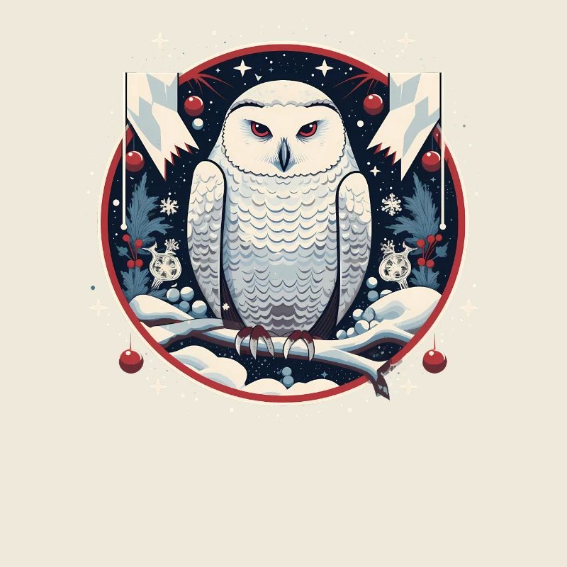 Schneeeule mit Weihnachtsornament