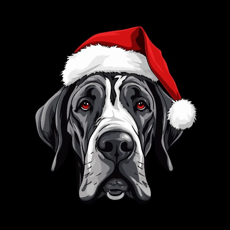 Great Dane Dog Christmas Head
