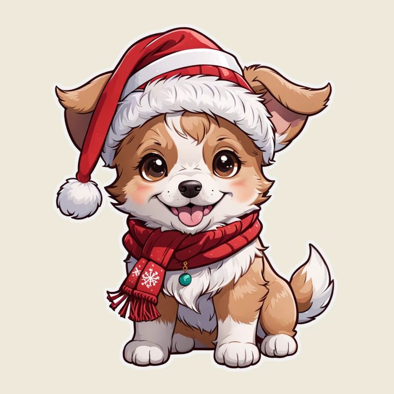 Dog with Christmas Hat
