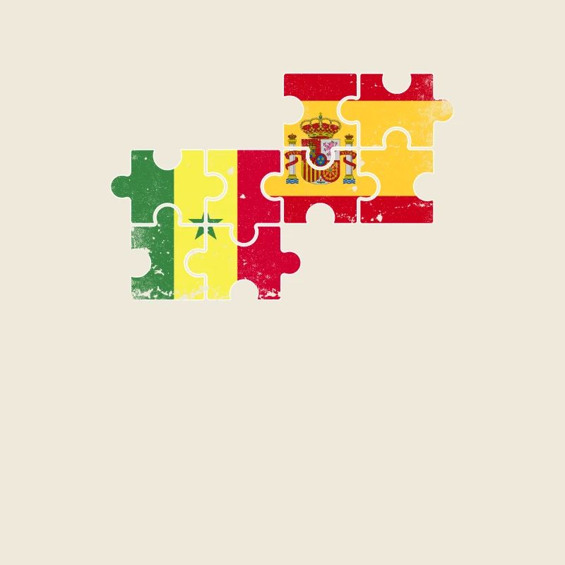 Sénégal Espagne Vintage Drapeau Espagnol Sénégalais