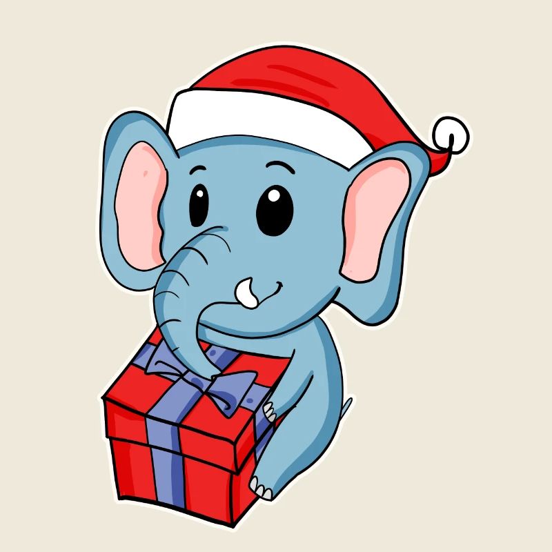 Éléphant avec chapeau de Noël